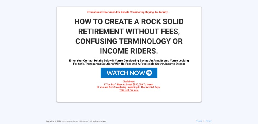 Funnel Opt-In Page before working with Scale Annuities